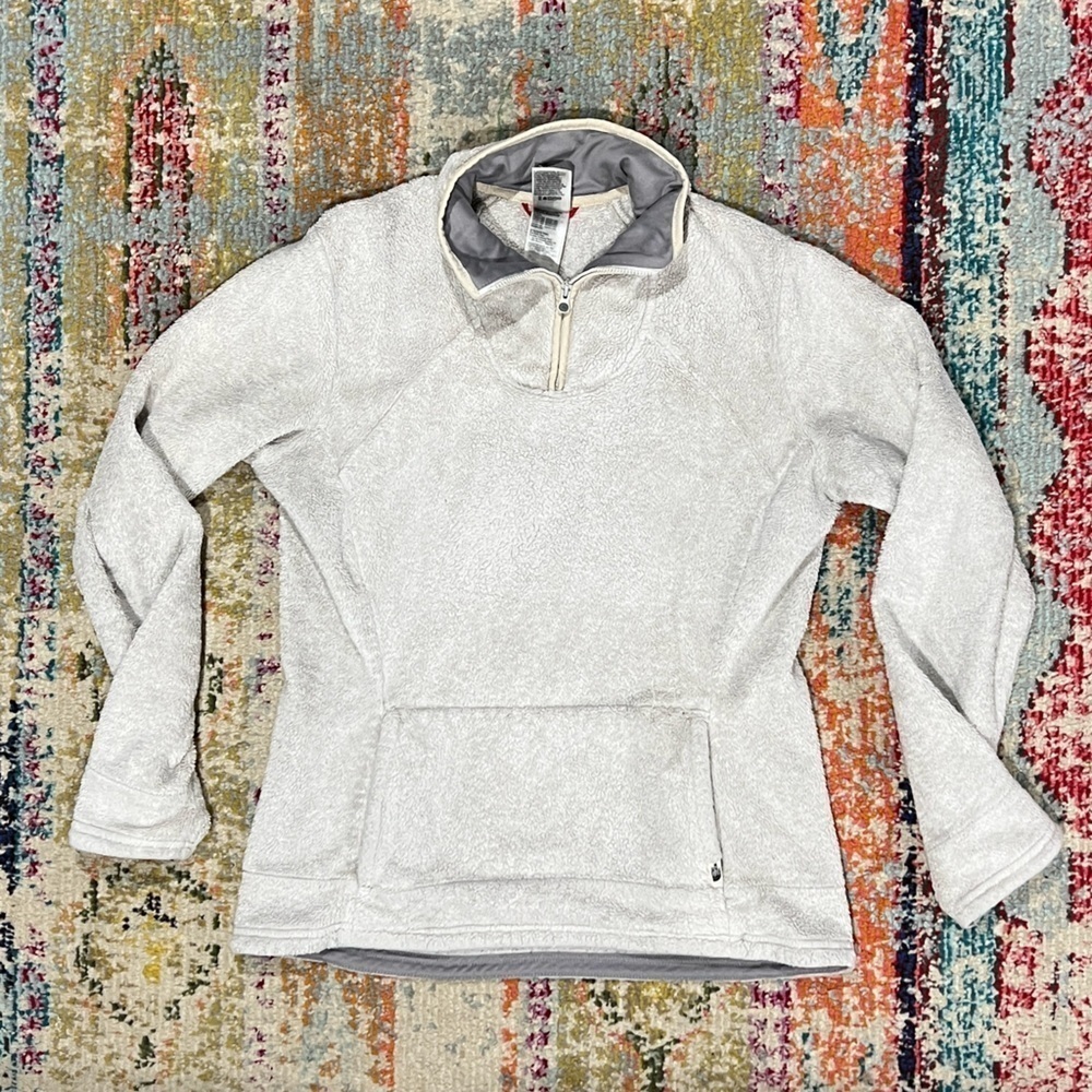 Women's The North Face Off White Plush Hoodie Fleece Pullover Jacket